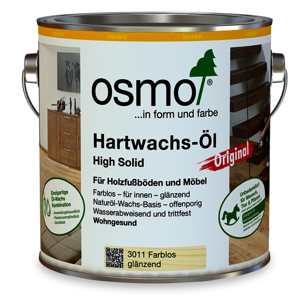 Osmo Hartwachs-Öl Original lässt sich auf Osmo Dekorwachs leicht auftragen und verhindert den Abrieb der Farbe im Alltag.