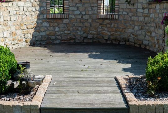 De-grey wooden decking