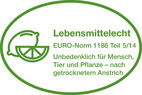 Lebensmittelecht nach EURO-Norm 1186 Teil 5/14 - Unbedenklich für Mensch, Tier und Pflanze (nach getrocknetem Anstrich)