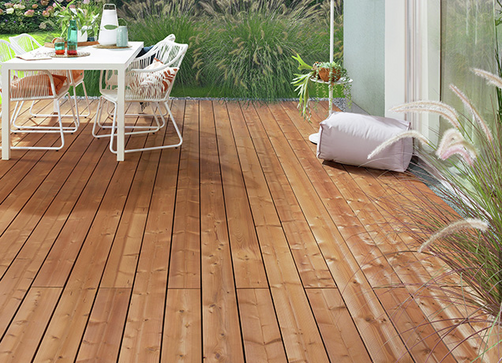 Holzterrasse Thermoholz Fichte Slide