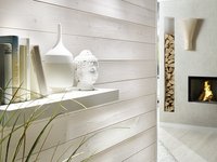 Profilholz Weiss matt - Kaminzimmer 