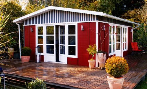 Traum-Gartenhaus mit klassischer Landhausfarbe 2308 Nordisch Rot