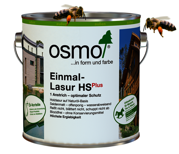 Osmo bienenfreundlicher Anstrich Einmal-Lasur HS Plus für den Außenbereich - für Gartenhäuser, Carports, Holzfassaden und Gartenmöbel