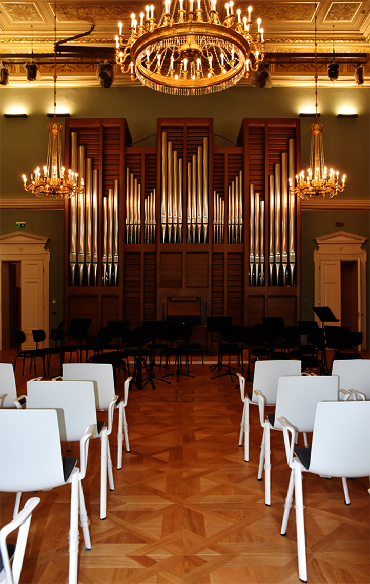 The impressive organ at the Music Academy Ljubljana
