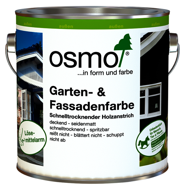 Osmo Garten- und Fassadenfarbe is excellently suited to wooden window shutters and frames for a house facade in a modern look.
