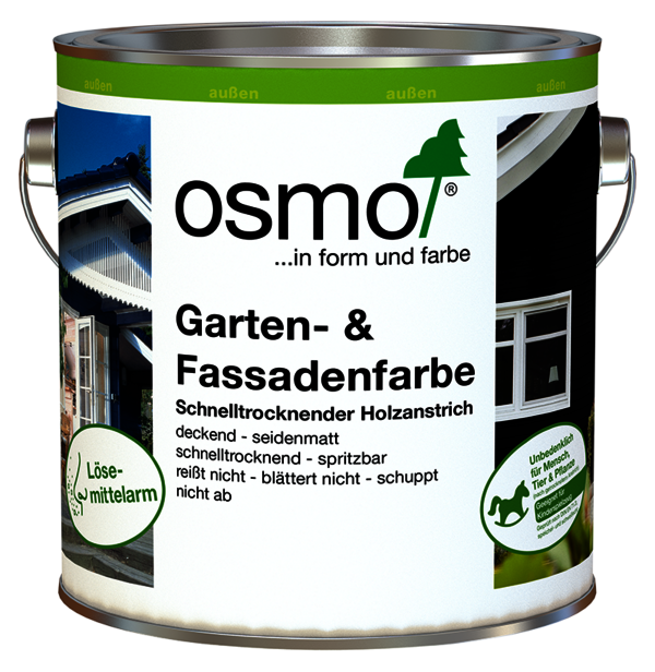 Osmo Garten- und Fassadenfarbe eignet sich hervorragend für Fensterläden und Fensterrahmen für eine moderne Optik der Hausfassade.