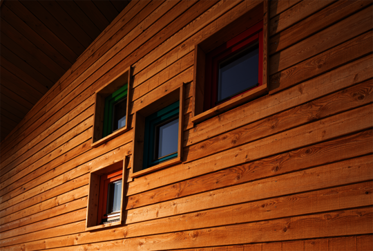 Wooden window frame in various Landhausfarbe and Holzschutz Öl-Lasur colour mixtures