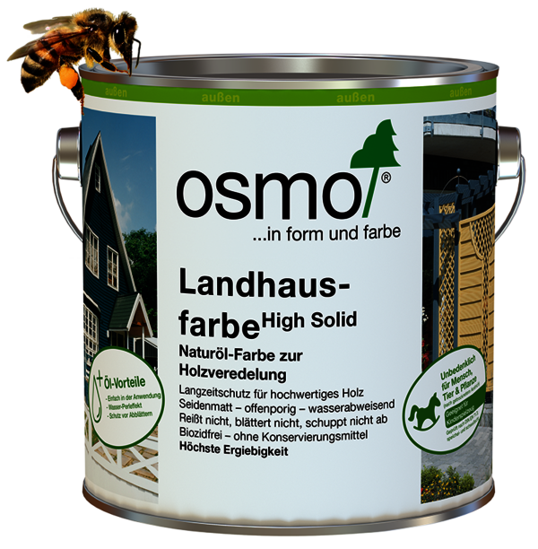 Osmo bienenfreundlicher Anstrich Landhausfarbe für den Außenbereich - für Gartenhäuser, Carports, Holzfassaden und Gartenmöbel