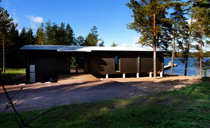 The back of a weekend get-away house in Finland