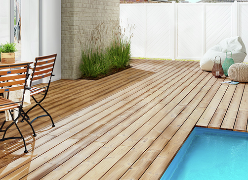 Holzterrasse Thermoholz Kiefer Slide