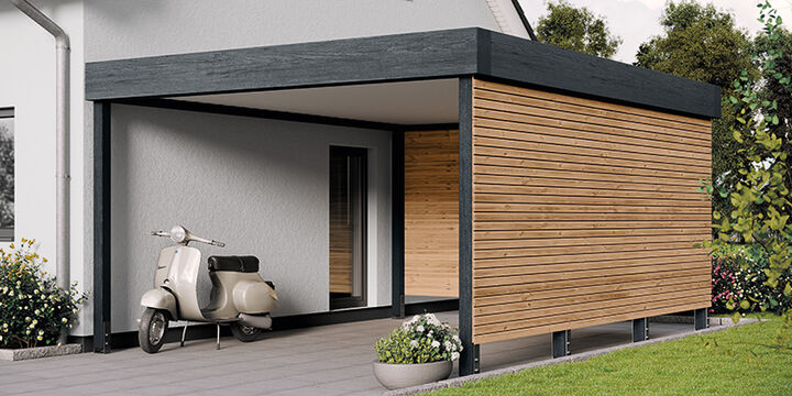 Osmo Holz und Color - Black Stripe - closed timber cladding with a black tongue for an open look