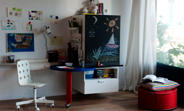 Osmo do-it-yourself project - arts and crafts cabinet with table for children's bedroom