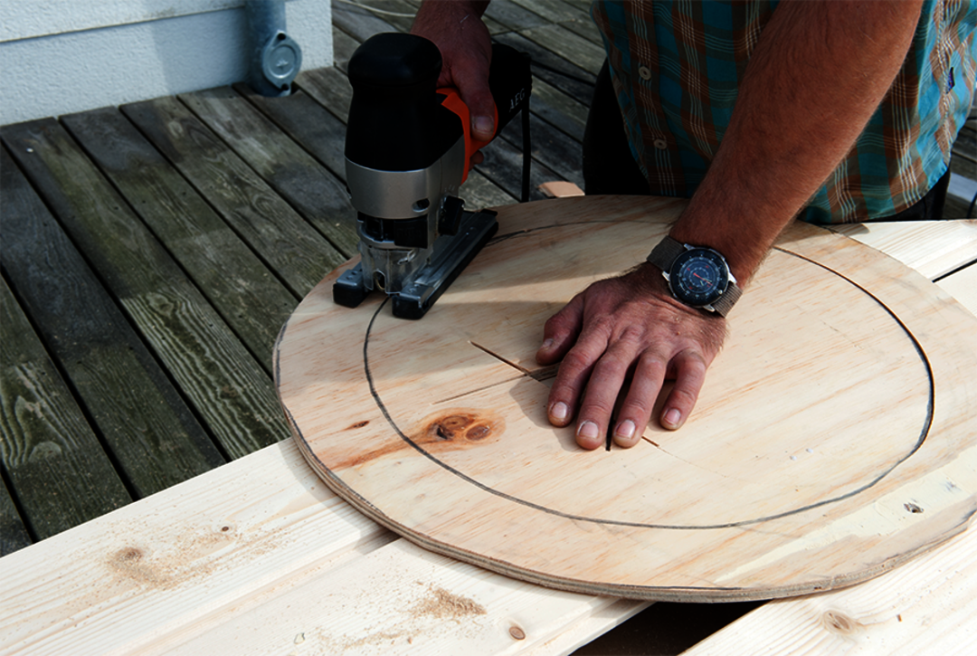 Osmo DIY sailboat loft bed - cut out the portholes