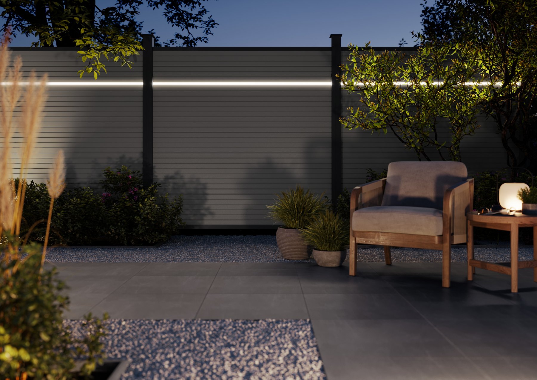 Alu Fence Cube - Lichtprofil Mittig