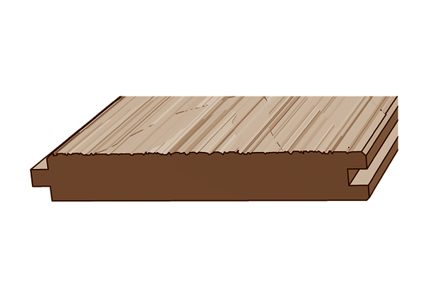 Gebürstet: durch das Entfernen der weichen Holzbestandteilen entstehen leichte fühlbare Rillen.