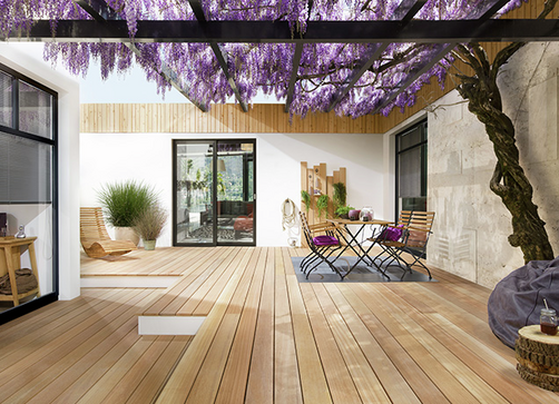 Holzterrasse Bangkirai Slide