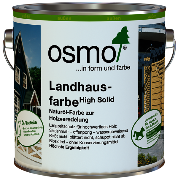 Osmo Landhausfarbe is best suited for all wood in outdoor areas.