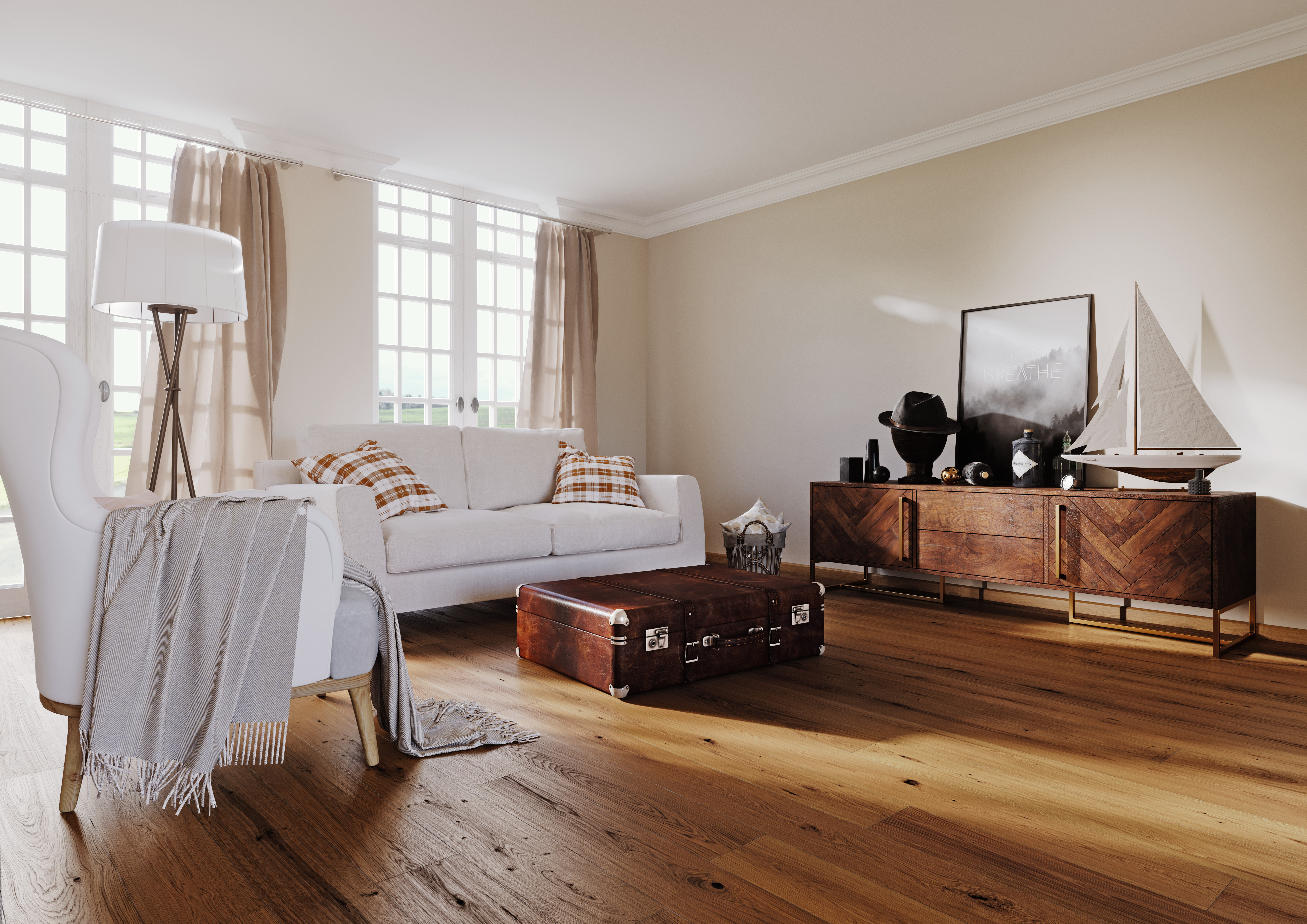 Massivholzdielen Eiche Lichteinfall