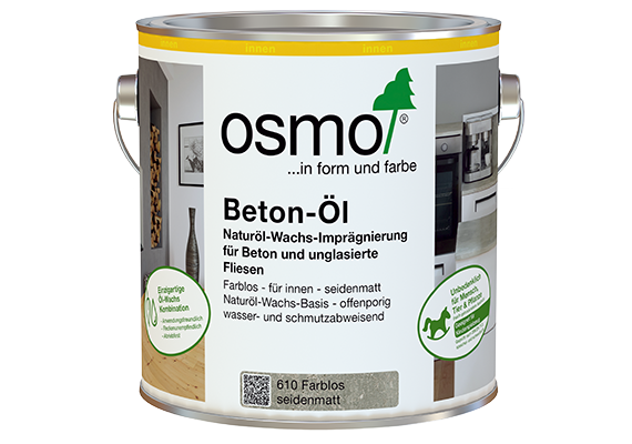 Osmo Beton-Öl für unglasierte Fliesen. Wasserabweisende, schmutz- und fleckenunempfindliche Oberfläche für eine regelmäßige Benutzung