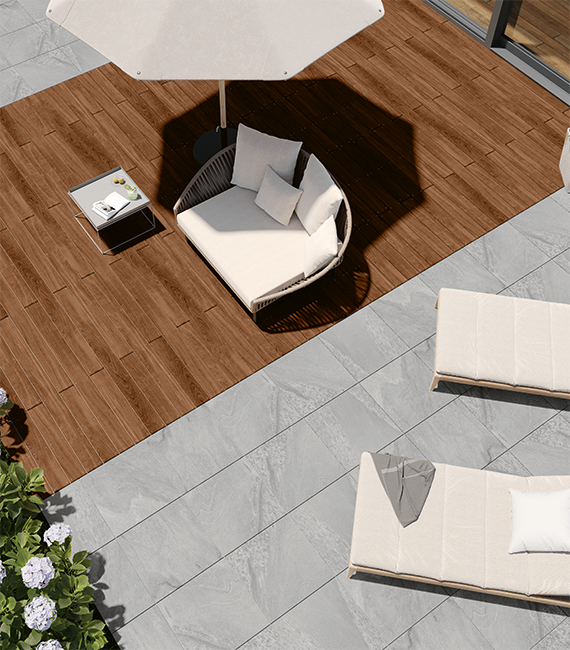 Osmo Cewo-Deck - der Material-Mix von Holz und Fliesen