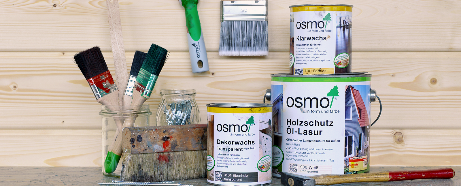 Osmo Zubehör und Werkzeuge sind ideal auf die Anwendung öl- und wachsbasierter Anstriche abgestimmt