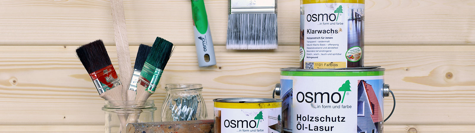 Osmo Pinsel und Zubehör um Farbe aufzutragen und zu verwenden