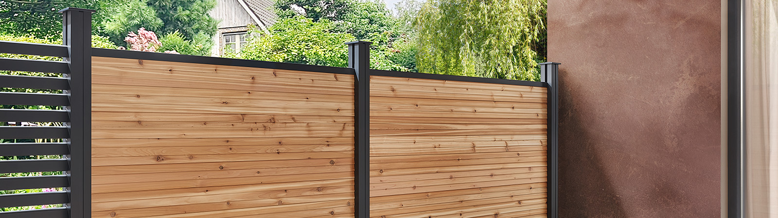 Osmo Sichtblende JUEL A - dichter Sichtschutz für den Garten aus Holz und Aluminium