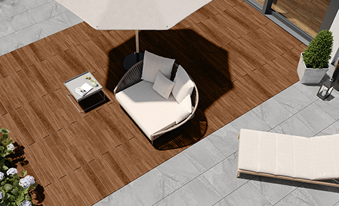 Osmo CEWO-Deck ceramic paving slabs - a combination of wood and ceramic