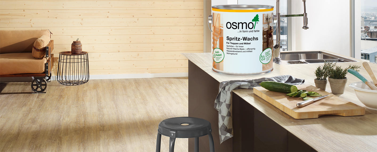 Osmo Spritzwachs im Innenbereich
